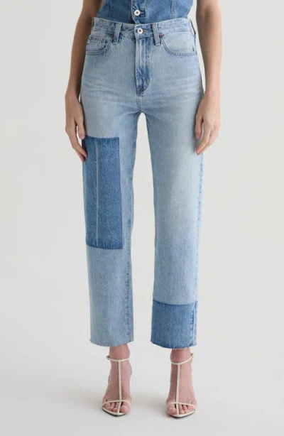 Ag Brinley Frayed Straight Leg Crop Jeans In Blue