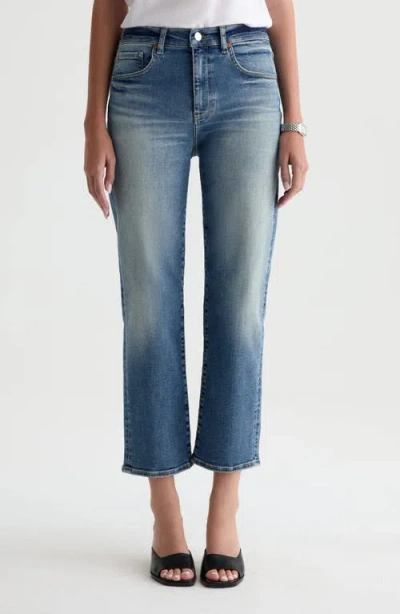 Ag Brinley Mid Rise Crop Straight Leg Jeans In Blue