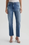 Ag Brinley Mid Rise Raw Hem Straight Leg Jeans In 16 Years Postcard