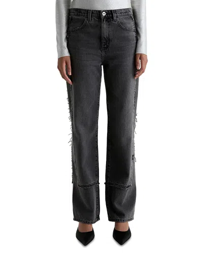 Ag Brinley Mid Rise Straight Jeans In Overnight In Black