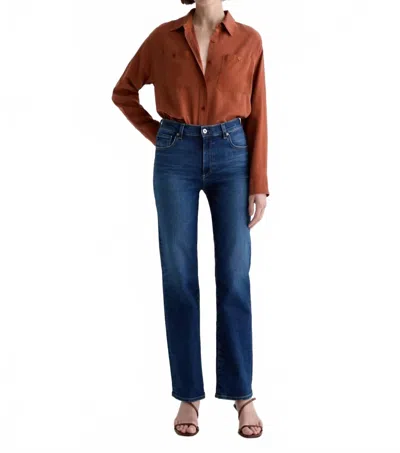 Ag Brinley Mid Rise Straight Jeans In Poetic In Blue