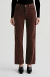 Ag Brinley Mid Rise Straight Corduroy Jeans In Rich Umber In Brown