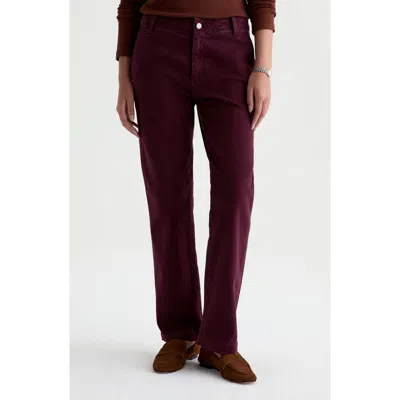 Ag Brinley Mid Rise Straight Leg Trouser Jeans In Burgundy