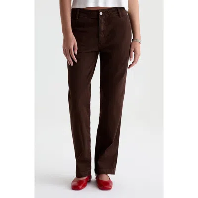 Ag Brinley Mid Rise Straight Leg Trouser Jeans In Sulfur Wood Brown