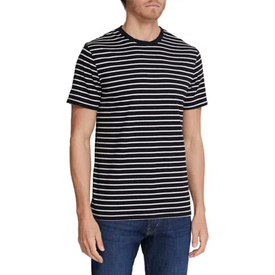 Ag Bryce Stripe Crewneck Cotton T-shirt In Black