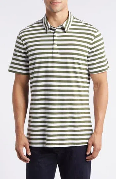 Ag Bryce Stripe Polo In Gray