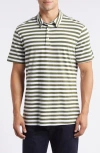 Ag Bryce Stripe Polo In True White/ New Spruce