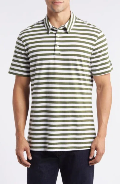 Ag Bryce Stripe Polo In True White/new Spruce