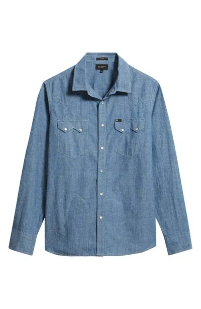 Ag Brynner Western Denim Snap-up Shirt In Blue