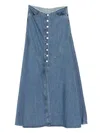 Ag Button-front Denim Skirt In Blue