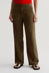 Ag Caden Straight Leg Trouser In Sulfur Shady Moss In Brown