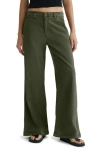 Ag Caden Twill Wide Leg Pants In Sulfur Mossy Pine