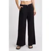 Ag Twill Tailored Fit Wide Leg Pants In Super Black