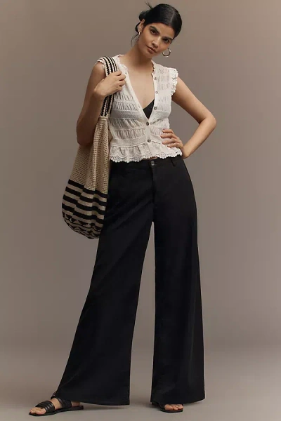 Ag Caden Wide-leg Trouser Pants In Black
