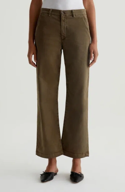 Ag Caden Wide Leg Twill Pants In Sulfur Oak