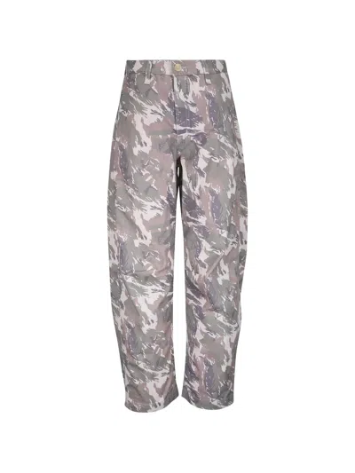 Ag Camoufle-print Cropped Jeans In Gray