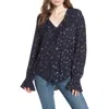 Ag Celeste Ruffled Floral Top In Navy Multi
