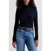 Ag The Chels Long Sleeve Ribbed Turtleneck In Blue