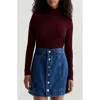 Ag The Chels Long Sleeve Ribbed Turtleneck In Burgundy