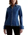 Ag Cheryl Long Sleeve Fitted Denim Shirt In Libertine In Blue