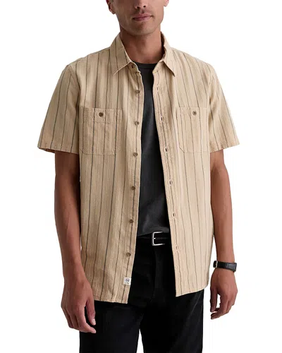 Ag Classic Fit Stripe Pocket Shirt In Brown