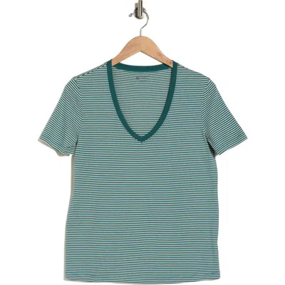 Ag Classic Fit V-neck Cotton T-shirt In Ocean Stone/ivory Dust