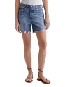 Ag Ex-boyfriend Raw Hem Mid Length Denim Shorts In Myth