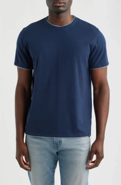 Ag Como Double Layer Crewneck T-shirt In Blue