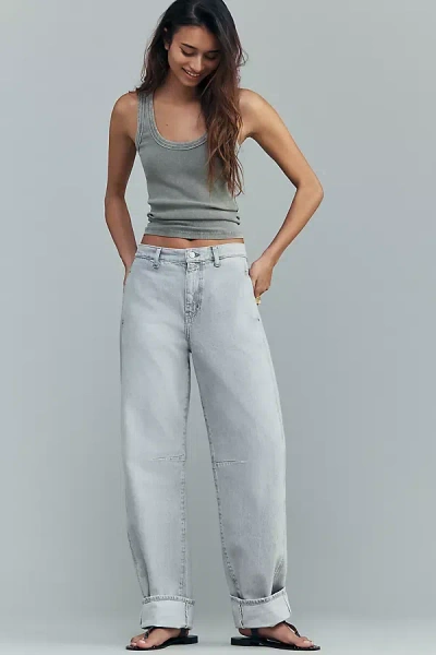 Ag Cotton Mercer High-rise Cuffed Tapered Jeans In Blue