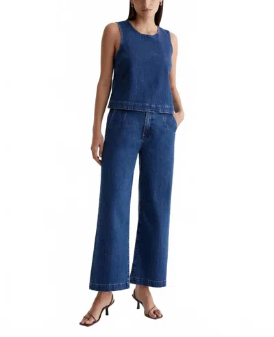 Ag Daneel High-rise Wide Leg Crop Jeans In Midsommar In Blue