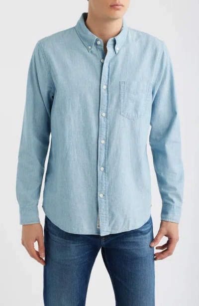 Ag Dean Chambray Button-down Oxford Shirt In Blue