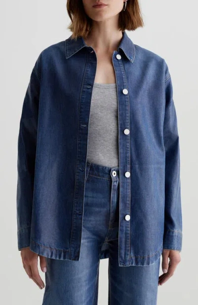 Ag Denim Shirt Jacket In Coated Northern Lights
