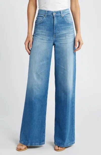 Ag Melinda Pleated Wide Leg Jeans In Blue