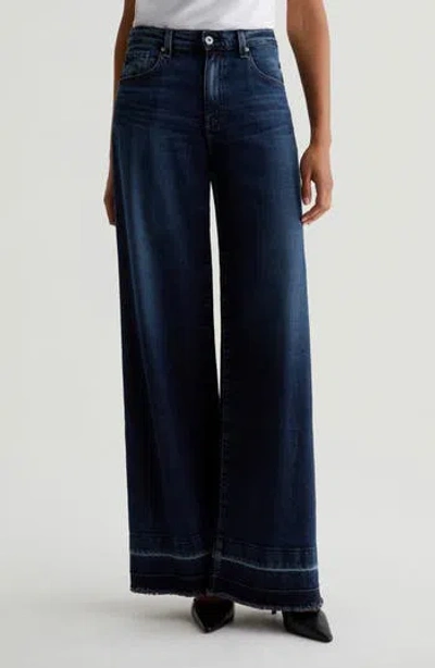 Ag Deven Release Hem High Waist Ultra Wide Leg Jeans In Amsterdam