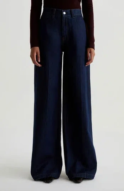 Ag Deven Ultra High Waist Wide Leg Trouser Jeans In Brown