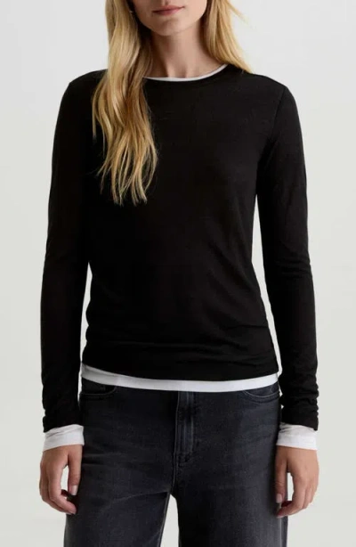 Ag Eleni Crewneck Knit Top In Black