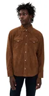 Ag Elias Western Goat Suede Overshirt Canyon Amber In Brown