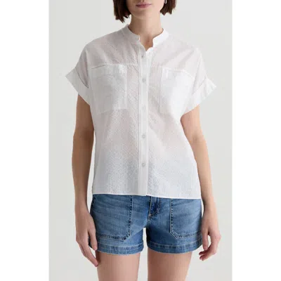Ag Ellis Cotton Blend Button-up Shirt In White