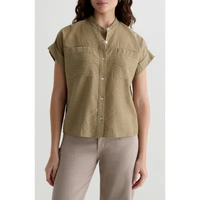 Ag Ellis Cotton Blend Button-up Shirt In Green