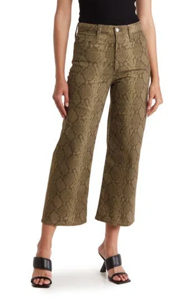 Ag Etta Snake Print Crop Wide Leg Jeans In Poison Lace-tawny Umber/ash