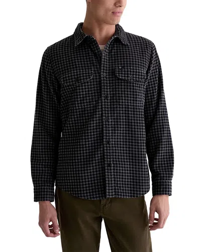 Ag Evening Smoke Cotton Gingham Pocket Shirt In Black