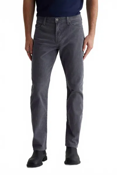 Ag Everett Slim Straight Corduroy Pants In Sulfur Berlin Steel In Gray