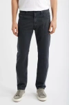 Ag Everett Slim Straight Leg Cotton & Linen Blend Jeans In Black