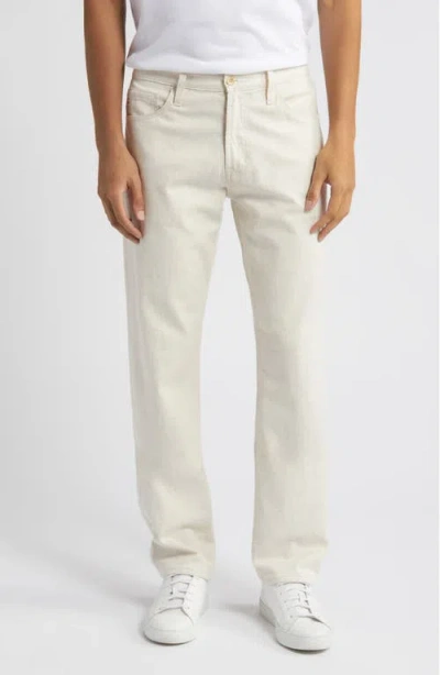Ag Everett Slim Straight Leg Cotton & Linen Blend Jeans In Natural