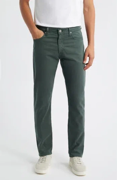 Ag Everett Stretch Sateen Slim Straight Pants In Green