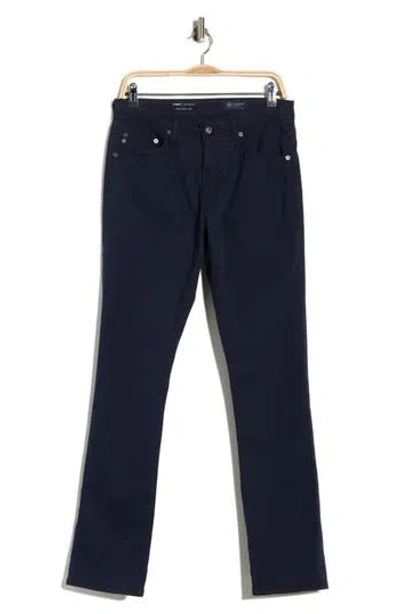 Ag Everett Stretch Sateen Slim Straight Pants In Blue