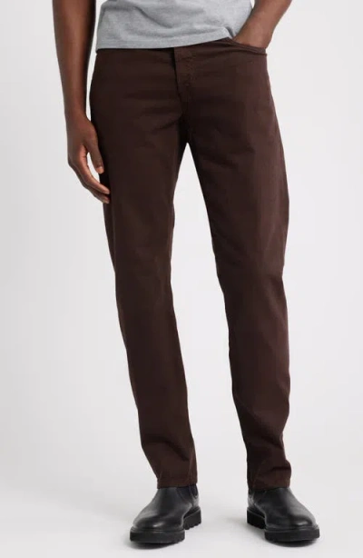 Ag Everett Stretch Sateen Slim Straight Pants In Brown