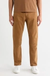 Ag Everett Stretch Sateen Slim Straight Pants In Brown
