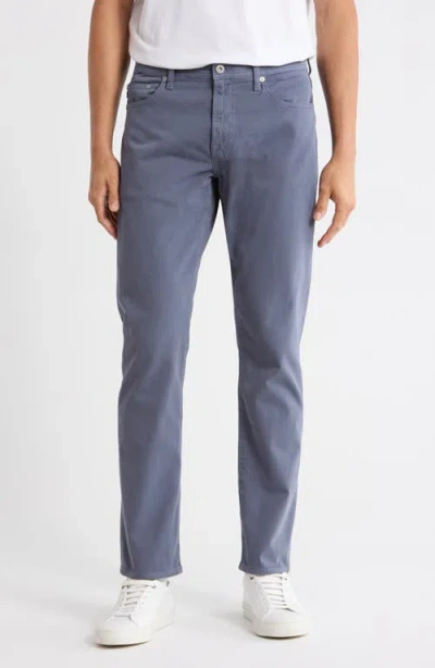 Ag Everett Stretch Sateen Slim Straight Pants In Purple