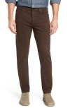 Ag Everett Sueded Stretch Sateen Slim Straight Leg Pants In Dark Oakwood